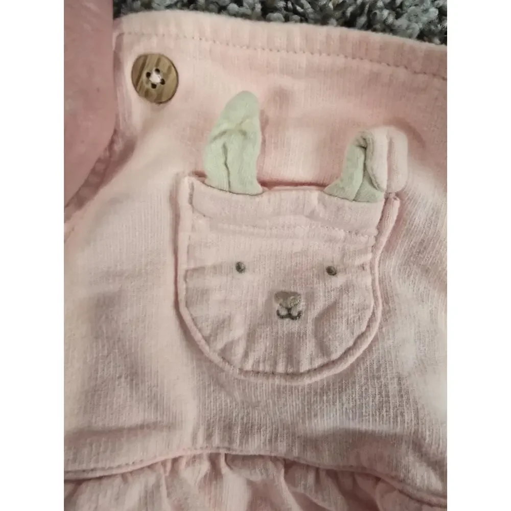Carters Baby Girls Sz 12M Light Pink Bunny Rabbit Jumper Dress Easter